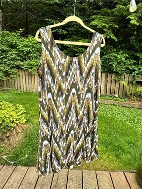 Jostar Sleeveless Midi Dress in Olive Multi